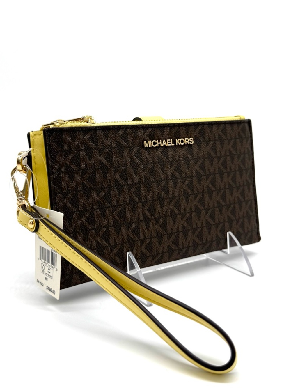 Michael Kors Large Jet Set Travel Logo Double Zip Wallet Buttercup
